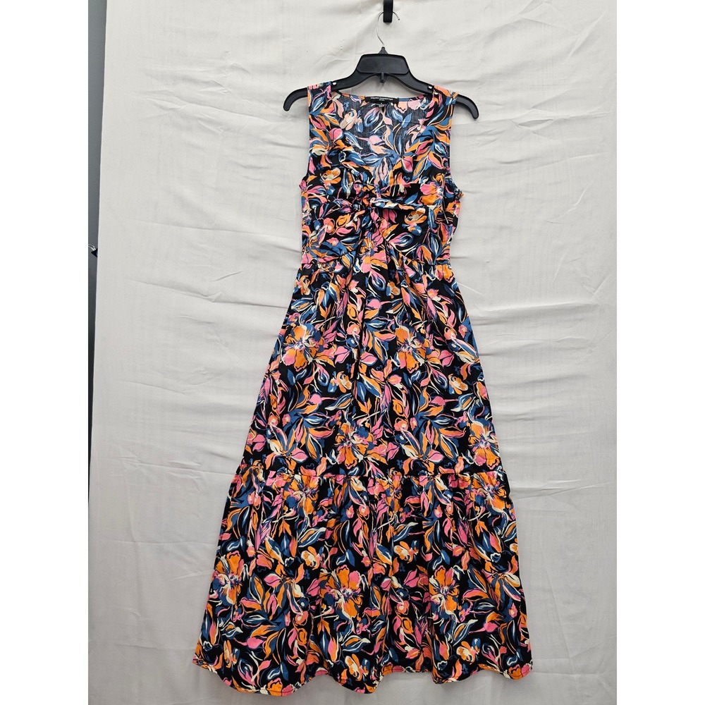 French Connection Womens Floral Tiered Maxi Dress Multicolor Cotton Size Small